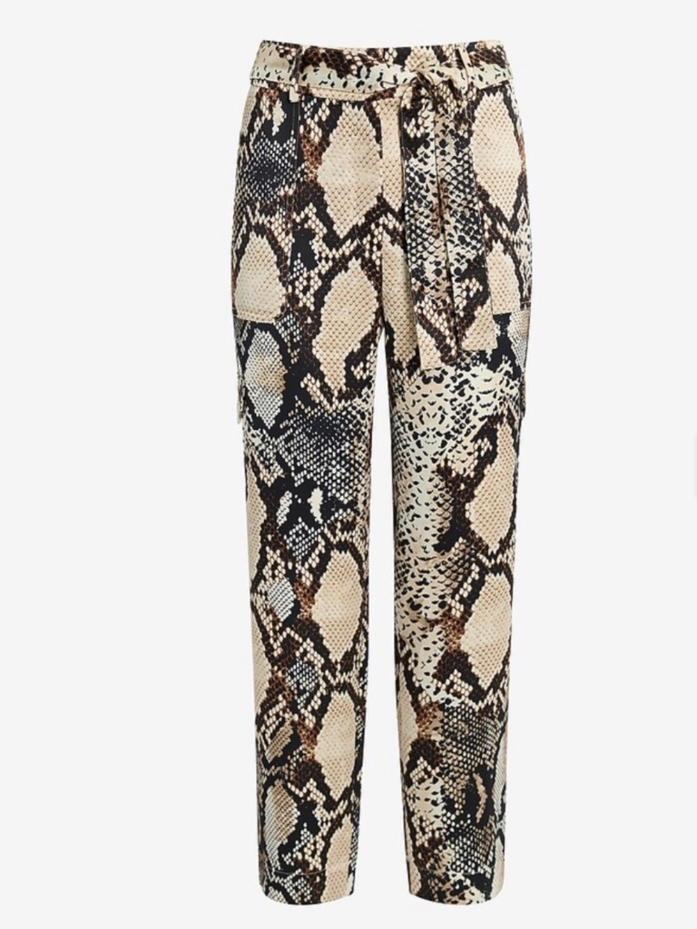 Express Snake-Print Paperbag Trousers in Beige, Black and Brown